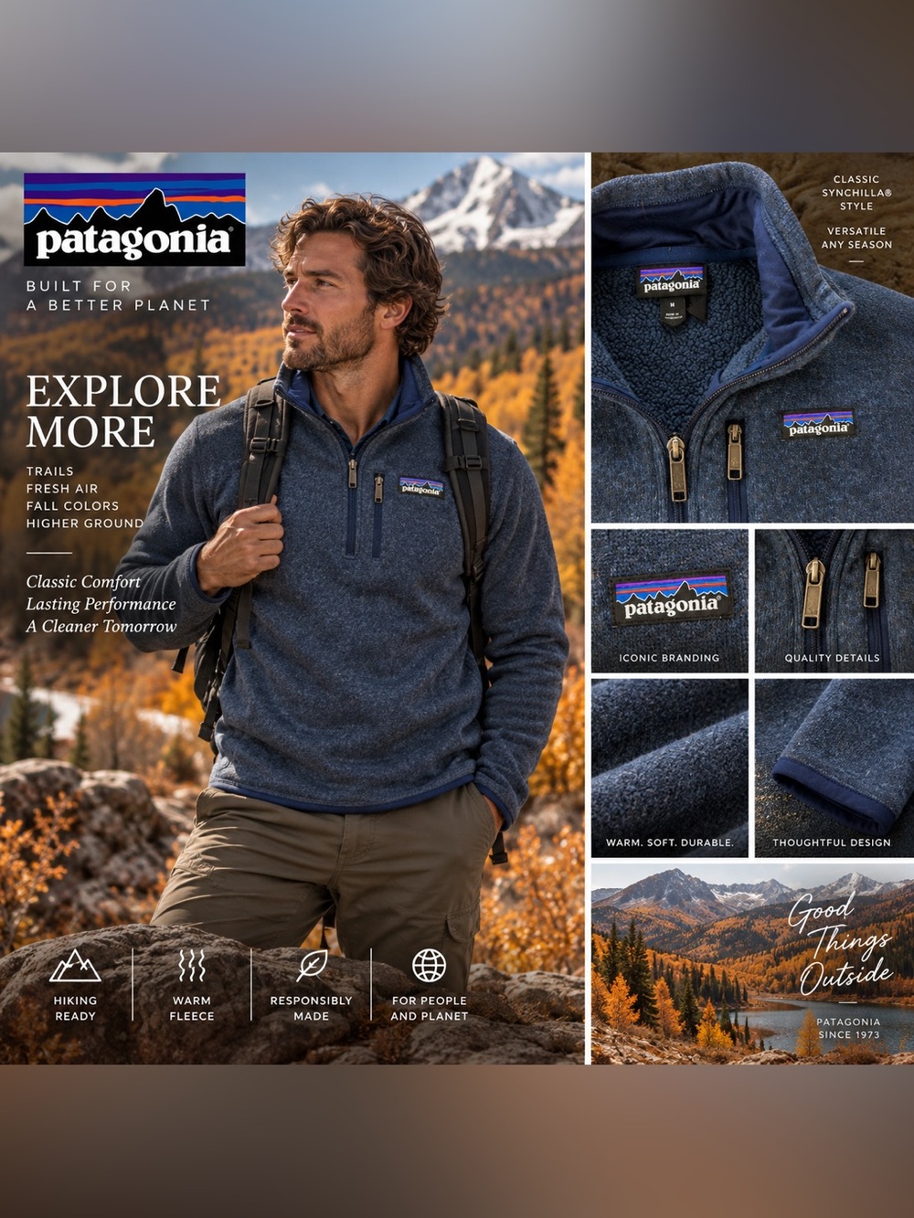 Patagonia Men’s Dark Blue Fleece 1/4-Zip Pullover